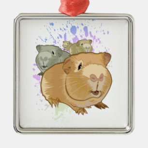 Farbige Meerschweinchen-Trio-Regenbogen-Farbspritz Ornament Aus Metall