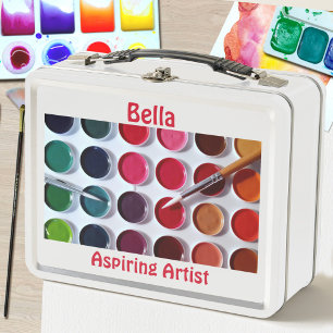 Farbige Mehrfarben-Wasserfarben-Malpalette-Kunst Metall Brotdose