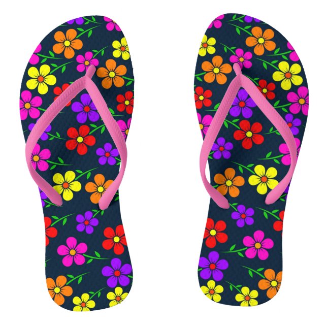 Farbige mehrfarbige Blume Muster-34654 Flip Flops (Fußbett)