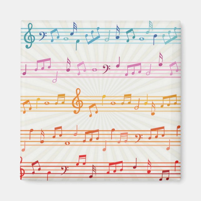 Farbige mehrfarbige Musiknote Musiker Schlüsselanh Magnet (Vorne)