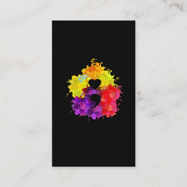 Farbige Mental Health Awareness Semicolon Visitenkarte (Vorderseite)