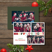 Farbige Merry & Bright Weihnachtsfotokarte