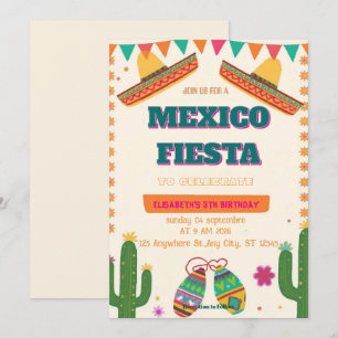 Farbige mexikanische Fiesta-Geburtstagseinladung Einladung
