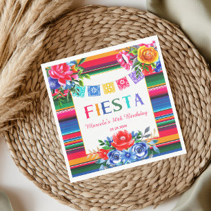 Farbige mexikanische Serape- und Blumen-Fiesta-Geb Serviette