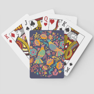 Farbige mexikanische Volkskunst Vögel und Blumen B Spielkarten