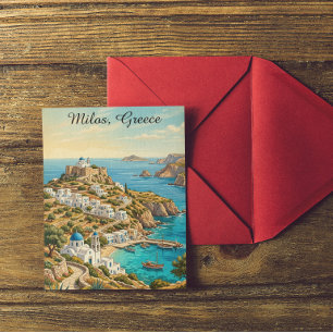 Farbige Milos Griechenland Ägäisches Meer Reise Postkarte