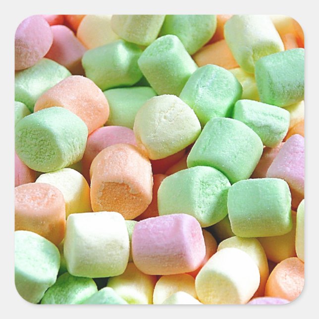 Farbige Miniaturmarshmallows-Aufkleber Quadratischer Aufkleber (Vorderseite)