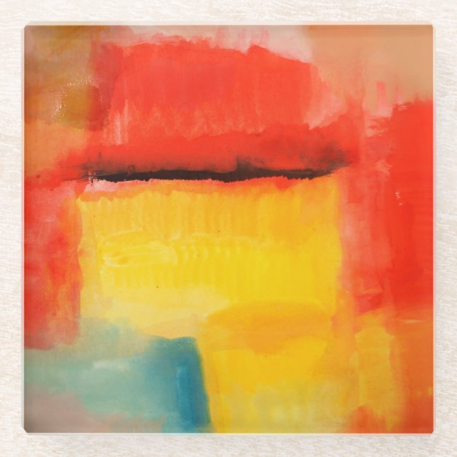 Farbige Minimalistische Abstrakte Kunstwerke Glasuntersetzer (Vorderseite)