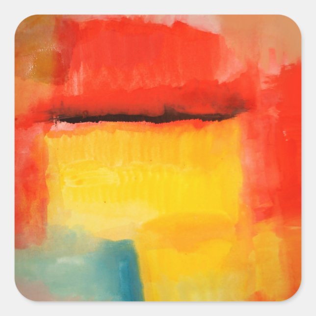 Farbige Minimalistische Abstrakte Kunstwerke Quadratischer Aufkleber (Vorderseite)