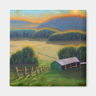 Farbige Missouri-Ozark-Gebirgsfarm-Sonnenuntergang Magnet