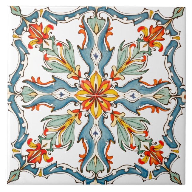 Farbige, Mittelmeer-, Mosaik- Fliese (Vorderseite)