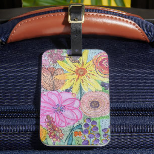 Farbige Mixed Media Floral Gepäckanhänger