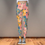 Farbige moderne Blume Blumenmuster Leggings<br><div class="desc">Farbige moderne Blume Blumenmuster</div>