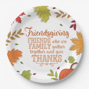 Farbige moderne Friendsgiving-Papierplatte Pappteller