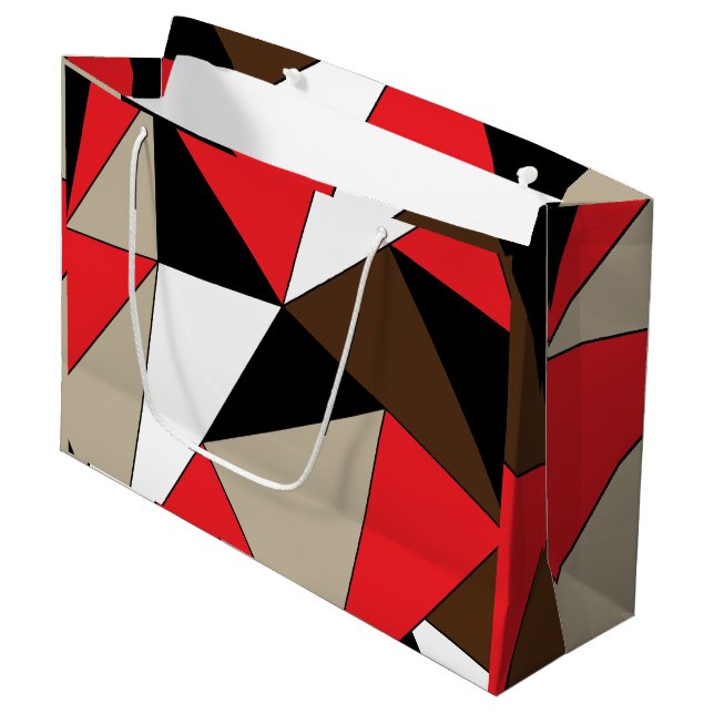 Farbige moderne geometrische Formen Große Geschenktüte (Vorderseite Schrägansicht)