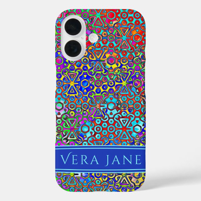 Farbige, moderne gestanzte Glaskunstrahmen iPhone 16 Hülle (Rückseite)