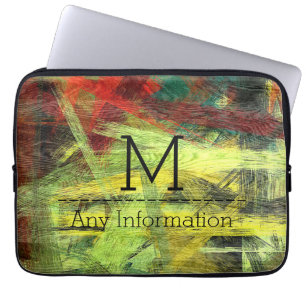 Farbige moderne Holzmaserung-Monogramm #2 Laptopschutzhülle
