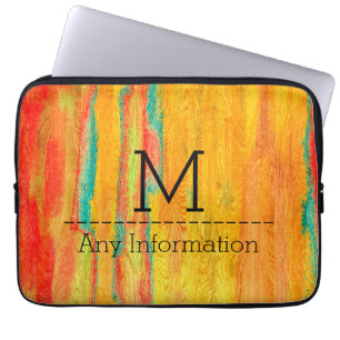 Farbige moderne Holzmaserung-Monogramm #5 Laptopschutzhülle