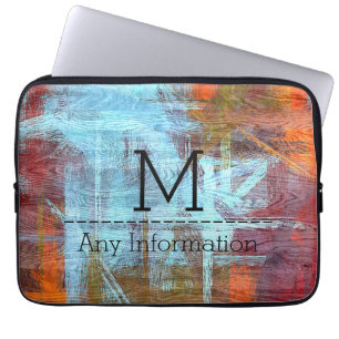 Farbige moderne Holzmaserung Monogramm Laptopschutzhülle