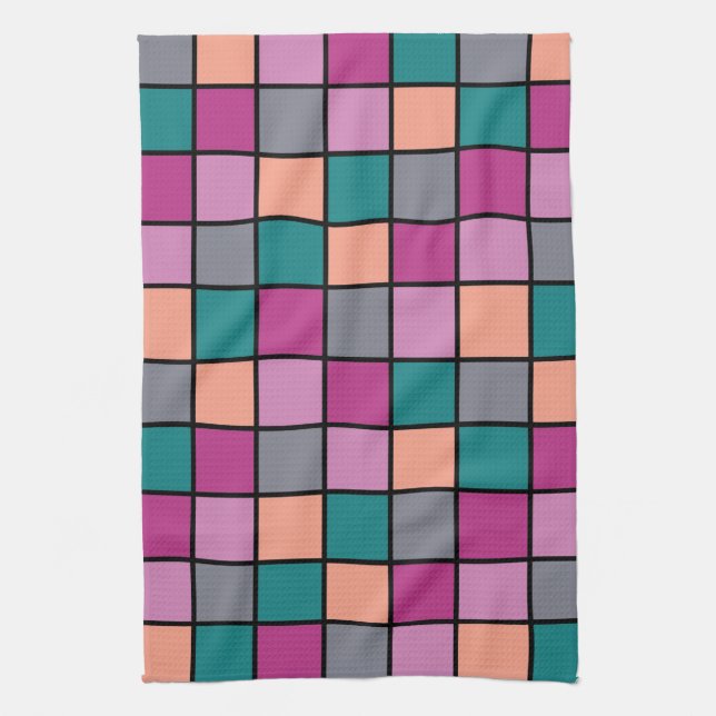 Farbige moderne horizontale Fliesen Muster Version Geschirrtuch (Vertikal)