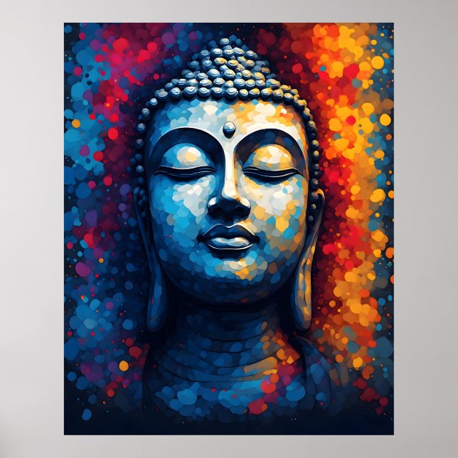 Farbige moderne Kunst - Göttliches Herr-Buddha-Gem Poster (Vorne)