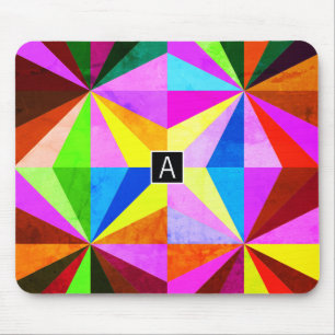 Farbige moderne mehrfarbige geometrische Monogra Mousepad