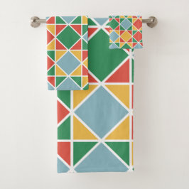 Farbige moderne Mitte des Jahrhunderts l Multi Far Badhandtuch Set