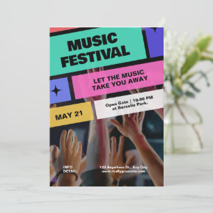 Farbige moderne Musikfest, Musikparty  Einladung
