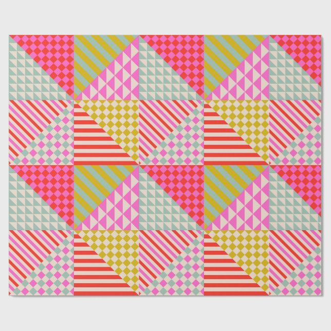 Farbige moderne Patchwork-Quilt-Verpackungspapier Geschenkpapier (Flach)