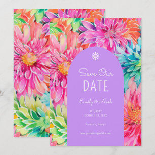 Farbige moderne tropische Aquarell-Blumenhochzeit Save The Date