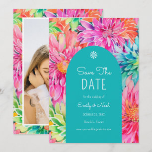 Farbige moderne tropische Wasserfarbe-Floral-Hochz Save The Date