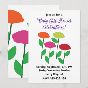 Farbige Mohnblumen-Baby-Shower Einladung