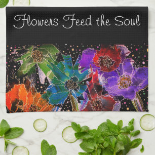 Farbige Mohnblumen Blume 1/2 Klappküche Handtuch