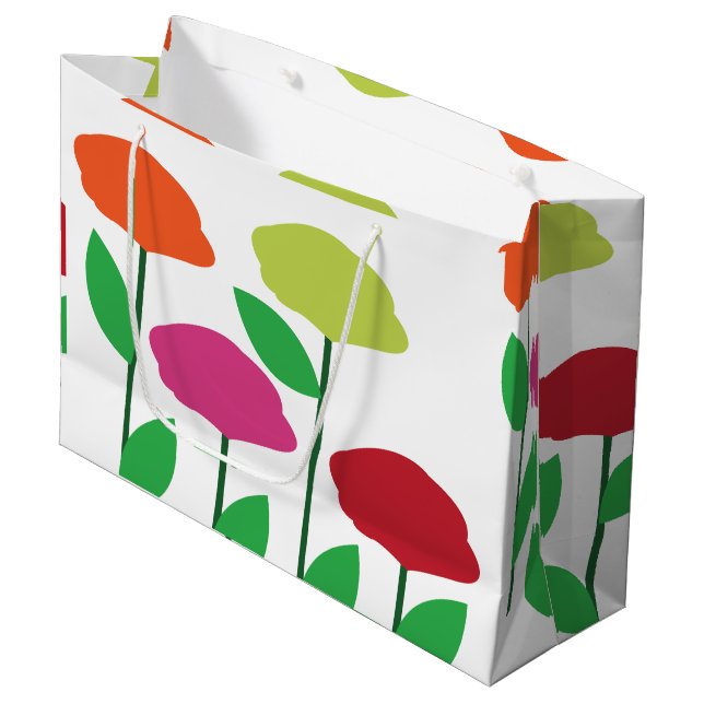 Farbige Mohnblumen-Blume Große Geschenktüte (Vorderseite Schrägansicht)