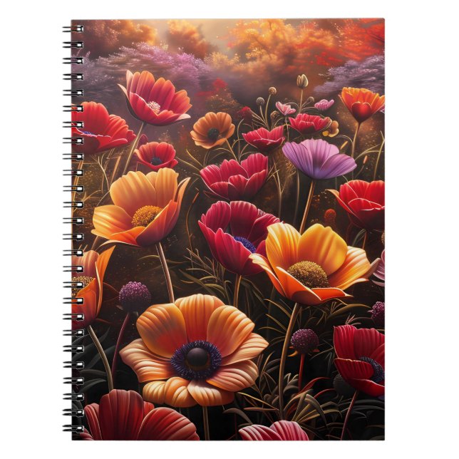 Farbige Mohnblumen Notizblock (Vorderseite)