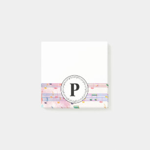 Farbige Monogram-Musiknote Musiker Post-it Klebezettel