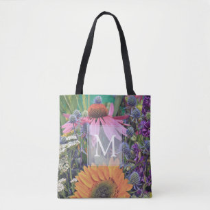 Farbige Monogramm-Blume Totbeutel Tasche