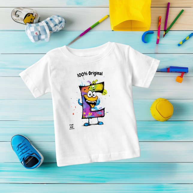 Farbige Monogramm E - Spaß und benutzerdefinierbar Baby T-shirt (Von Creator hochgeladen)
