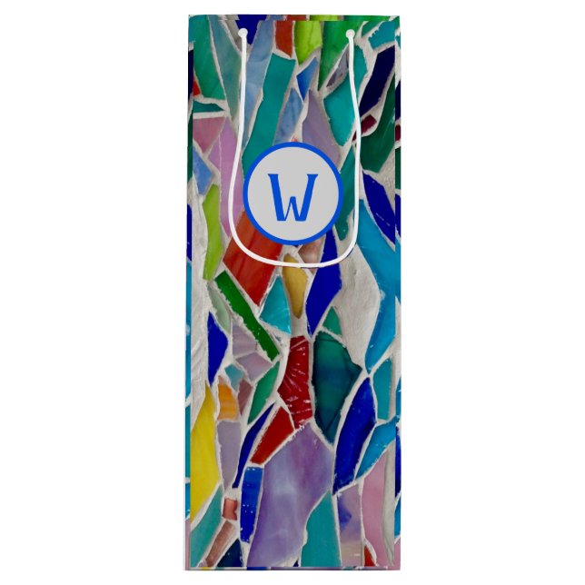 Farbige Monogramm Geschenktüte Für Weinflaschen (Vorderseite)