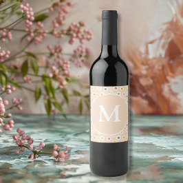 Farbige Monogramm Lächeln Daisy personalisiert Weinetikett