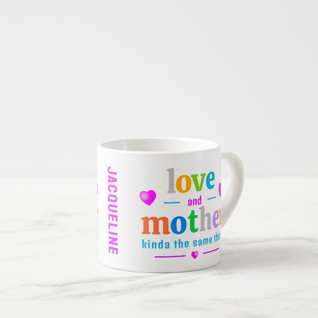 farbige Monogramm-Muttersprache Espressotasse (Vorderseite Rechts)