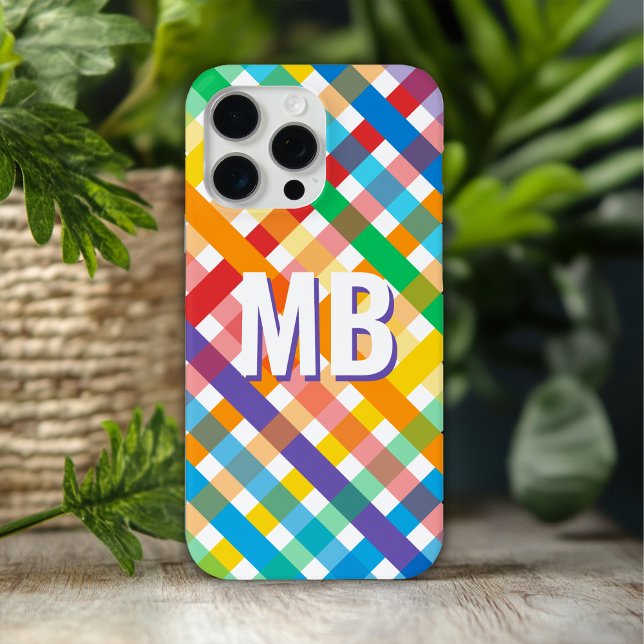 Farbige Monogramm-Regenbogenstreifen Case-Mate iPhone Hülle (Von Creator hochgeladen)