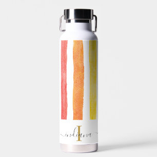Farbige Monogramm-Skriptnamen Wasserfarben Streife Trinkflasche