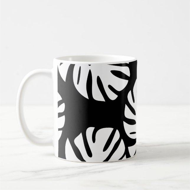 Farbige Monstera-Blätter Abstrakt Kaffeetasse (Links)