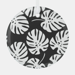 Farbige Monstera-Blätter Abstrakt Ornament Aus Glas