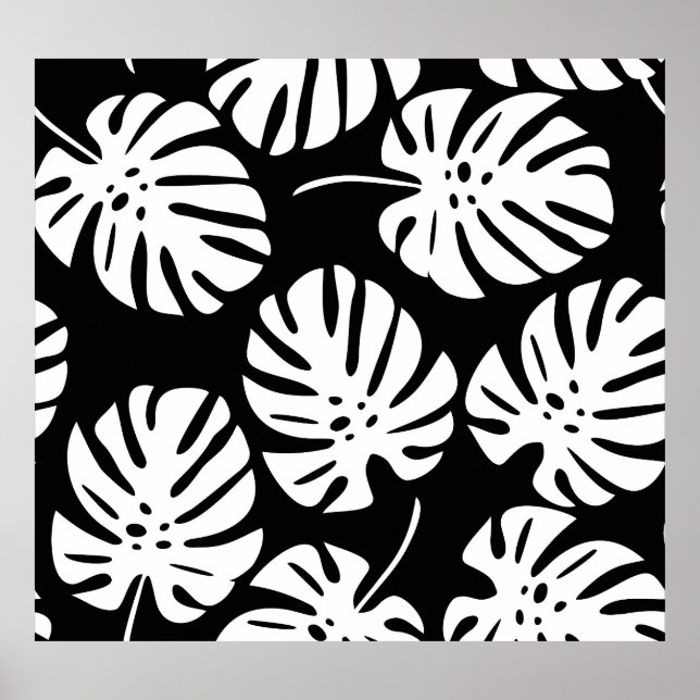 Farbige Monstera-Blätter Abstrakt Poster (Vorne)
