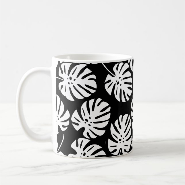 Farbige Monstera-Blätter nahtlos Kaffeetasse (Links)