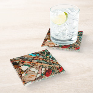 Farbige Mosaik-Kunst Glasuntersetzer