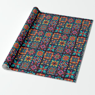 Farbige Mosaikfliesen mit Blume 2 Geschenkpapier