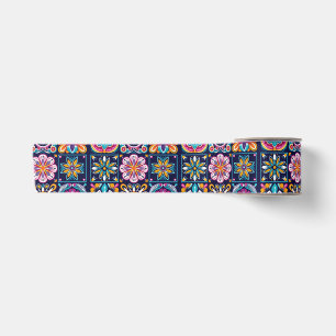 Farbige Mosaikfliesen mit Blume 3 Satinband